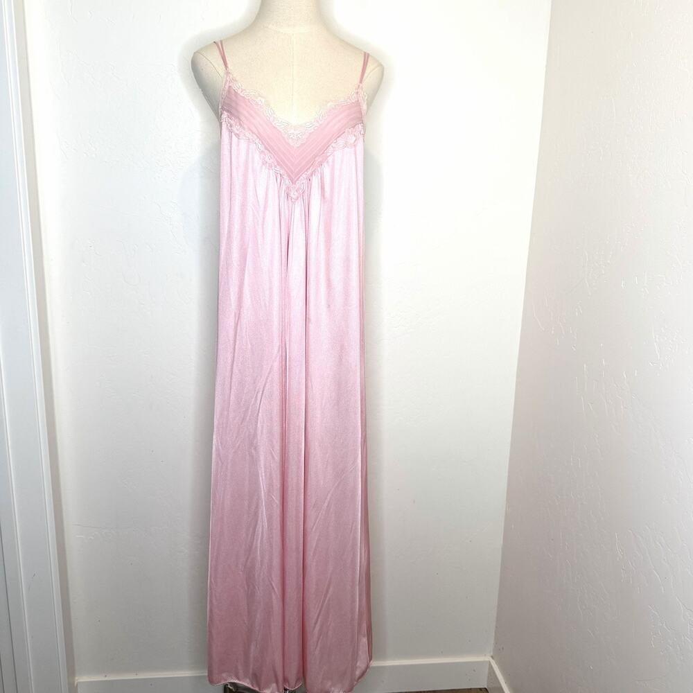 Vntg Sweetdreams Maidenform Slip Dress Nylon Womens Medium Pink Lace Nightgown